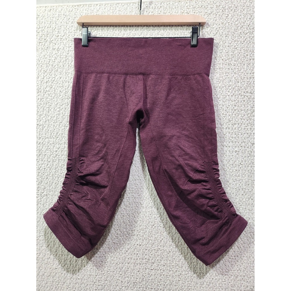 Lululemon In The Flow Crop‎ II Womens 10  Heathered Bordeaux Drama Leggings